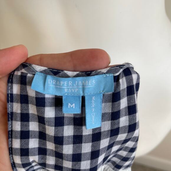 Draper James RSVP Gingham Sleeveless Maxi Dress Size M Navy Blue White Check - Picture 8 of 13